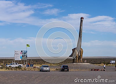 Model dinosaur to advertize the largest fossil found at Trelew Editorial Stock Photo