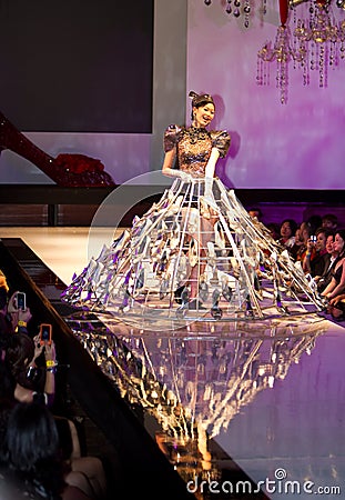 A model displays a glass slipper dress Editorial Stock Photo