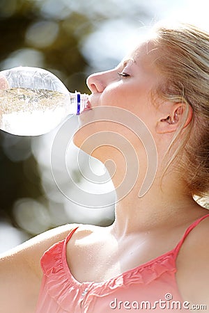 Model drinking a water Stock Photo
