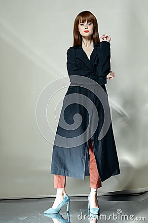 Elegant woman cloak disco accessories and beautiful face Stock Photo