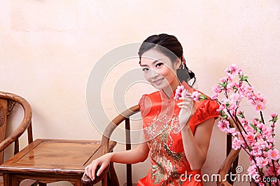 Model with flowers Stock Photo