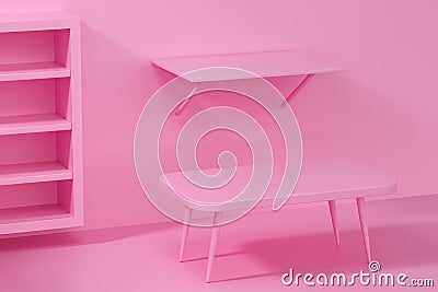 Model of furniture in the living room, 3d rendering Cartoon Illustration