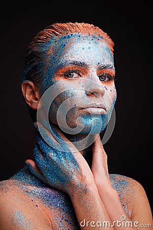 Model girl portrait with colorful make up Stock Photo