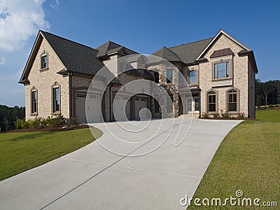 Model home luxury house with driveway Stock Photo