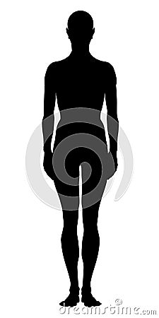 Model of the human body. Hand drawn gender-neutral figure. Silhouette, front view. Vector Illustration