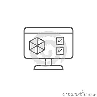 Model, laptop, 3d printing icon. Element of 3d printing icon. Thin line icon for website design and development, app development. Stock Photo