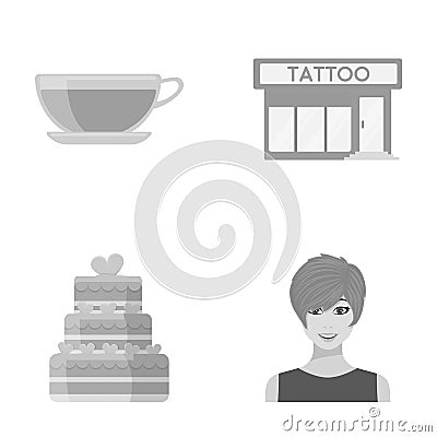 Model, leisure, business and other web icon in monochrome style.red, hair, makeup, icons in set collection. Vector Illustration