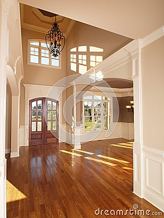 Model Luxury Home Interior Front Entrance Archway Stock Photo