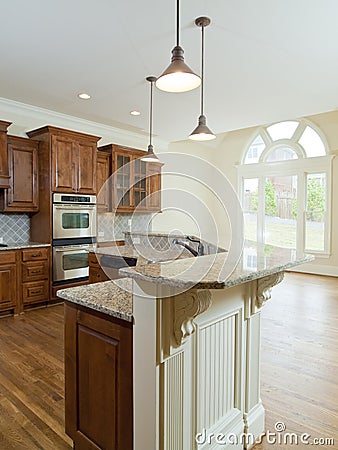 Model Luxury Home Interior Kitchen counter Stock Photo