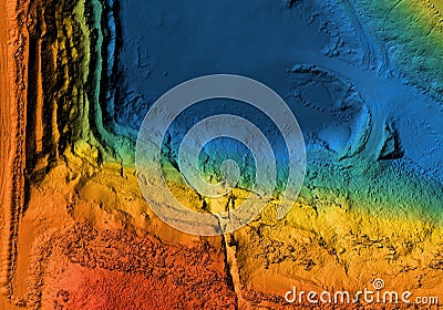Digital topographic elevation model for GIS of a excavation with steep walls Stock Photo
