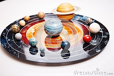 model planetary system showing elliptical orbits Stock Photo