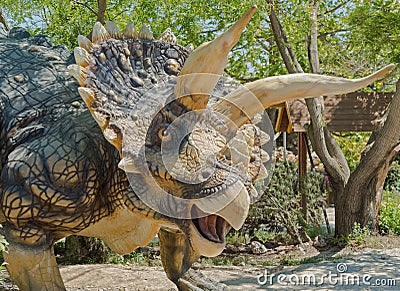 Model of prehistoric dinosaur triceratops Stock Photo