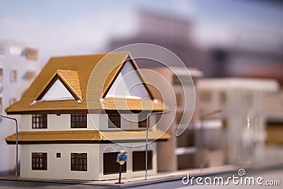 A model of a quiet suburban house without people Stock Photo