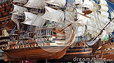 Model Sailing Ships For Sale in Ho Chi Minh City Stock Photo