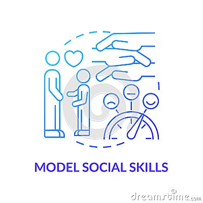 Model social skills blue gradient concept icon Vector Illustration