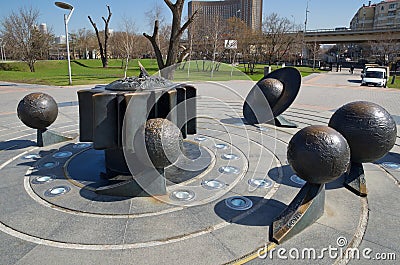 Model of Solar system on Cosmonauts alley in Moscow, Russia Editorial Stock Photo