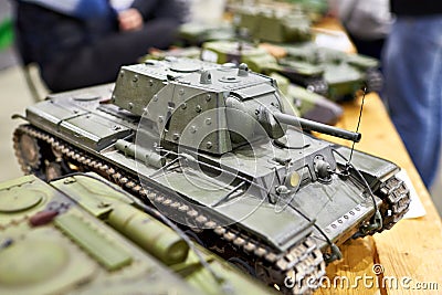 Model soviet tank KV-1 on radio control Stock Photo