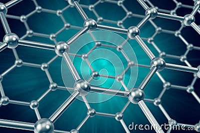 Model structure of graphene sheets on a blue background. 3d illustration Cartoon Illustration