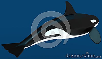 A model of a stylized killer whale. 3D illustration. Cartoon Illustration