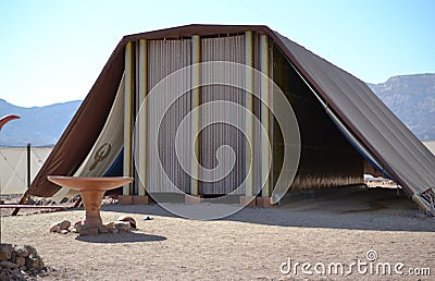 Model of Tabernacle, tent of meeting in Timna Park, Negev desert, Eilat, Israel Stock Photo