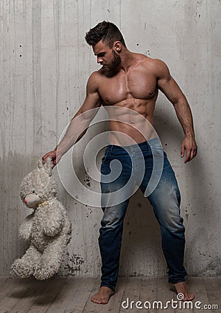 Model with teddy bear Stock Photo