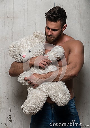 Model with teddy bear Stock Photo