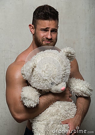 Model with teddy bear Stock Photo