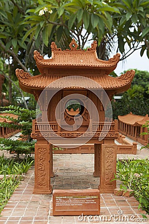 Model of Temple of Literature made from earthenware and displayed at Thanh Ha earthenware village, Hoi An ancient town Editorial Stock Photo