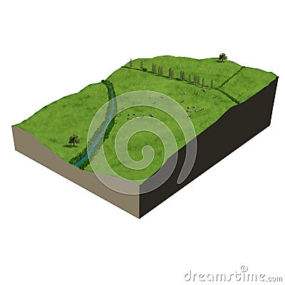 Model terrain ecosystem countryside Cartoon Illustration