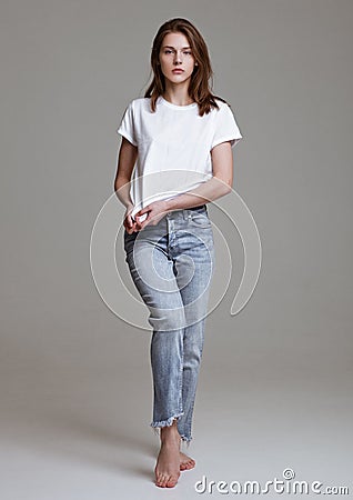 Model test with beautiful fashion model posing Stock Photo