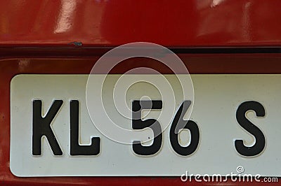 Model vehicle number plate white board with black letters Editorial Stock Photo