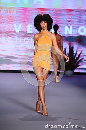 A model walks the runway as Oh Polly Launch New Swimwear Brand Neena Swim Editorial Stock Photo