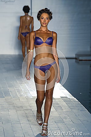 A model walks the runway at the Barraca Chick fashion show during MBFW Swim 2015 Editorial Stock Photo