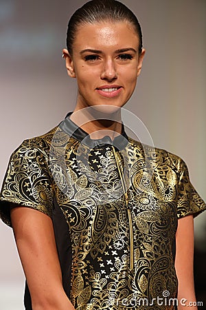 Model walks the runway at the ClubWear fashion show Stock Photo