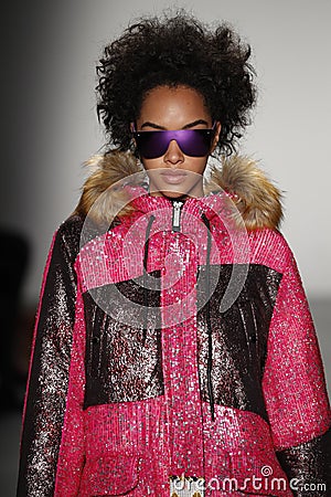 A model walks the runway at Custo Barcelona Fashion Show Editorial Stock Photo