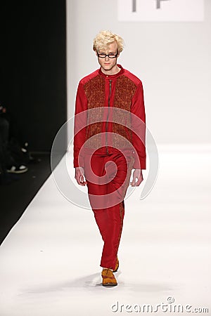 A model walks the runway in a House of Byfield design at the Art Hearts Fashion show during MBFW Fall 2015 Editorial Stock Photo