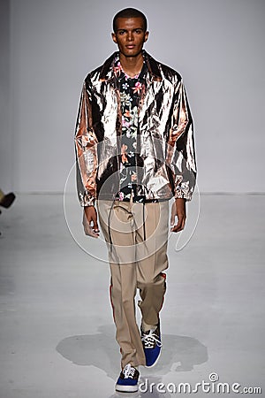 A model walks the runway at the Ovadia and Sons Spring 2018 Collection Editorial Stock Photo