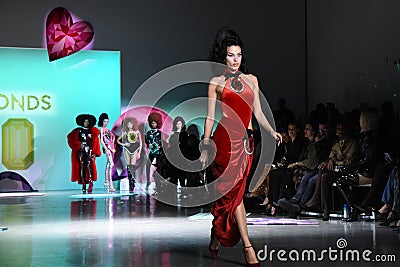 A model walks the runway wearing The Blonds Fall 23 Collection during New York Fashion Week Editorial Stock Photo