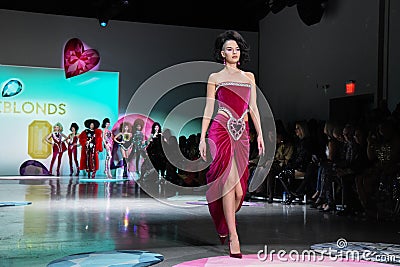 A model walks the runway wearing The Blonds Fall 23 Collection during New York Fashion Week Editorial Stock Photo