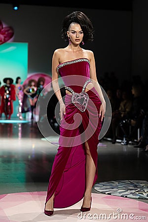 A model walks the runway wearing The Blonds Fall 23 Collection during New York Fashion Week Editorial Stock Photo