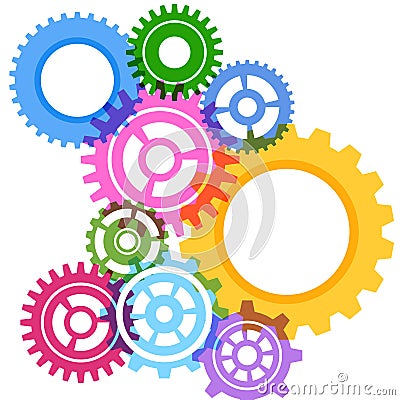 Modeling bright gear wheels background Vector Illustration