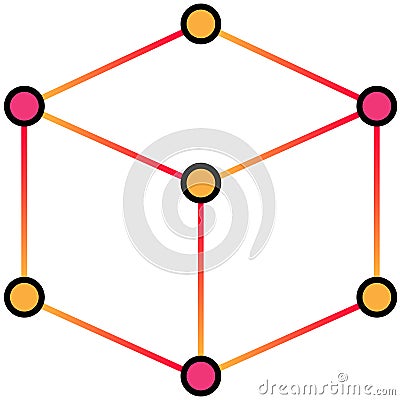 Modeling outline icon vector cube model prototype Vector Illustration