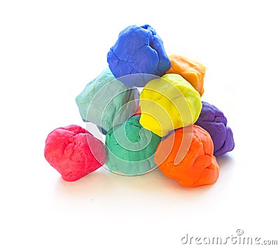 Modelling clay balls on white Stock Photo