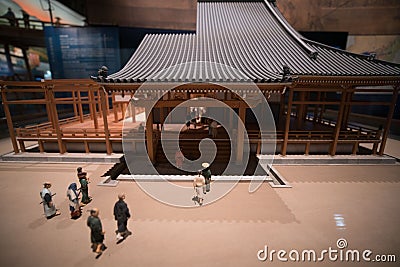 Models of the exhibition inside Osaka Museum of History Editorial Stock Photo