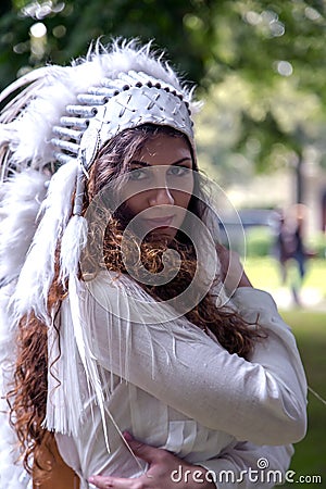 Models prepare to the performance on International festival visage and design Editorial Stock Photo