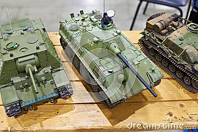 Models of tanks on radio control Stock Photo