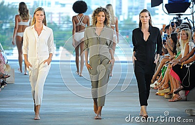 Models walk the runway for Acacia Resort 2019 during Paraiso Fashion Fair Editorial Stock Photo