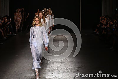 Models walk the runway finale during the Francesco Scognamiglio show as part of Milan Fashion Week Editorial Stock Photo