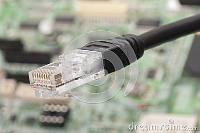 Modem router network hub with cable connecting. Stock Photo