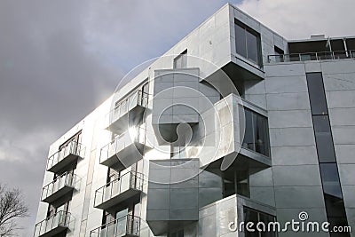 Moden building in silver Stock Photo